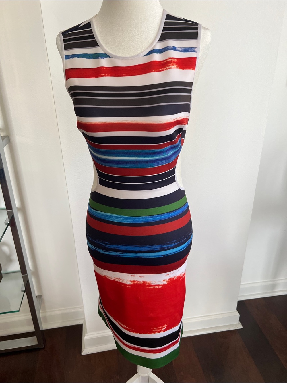 Clover Canyon Multicolor Striped Backless Bodycon Dress